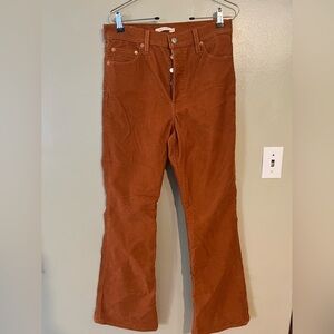 Levi’s Ribcage Flare Rust Orange Corduroy Pants Size 29